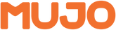 Orange mujo logo with bold, rounded lettering.